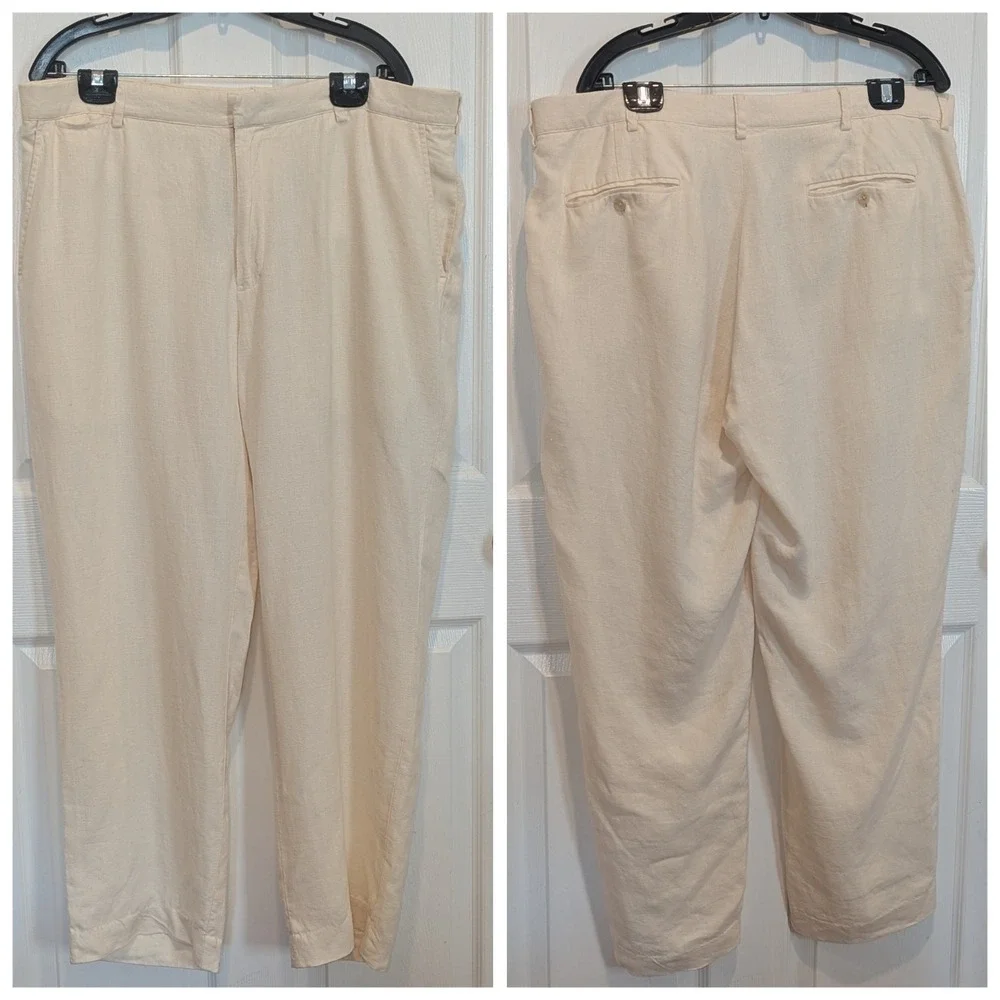 Coastal Quiet Luxury 100% Linen Pants Cream Polo Ralph Lauren 38x32